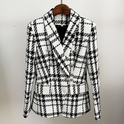 Check wool double-breasted blazer - ROUTINE FASHION